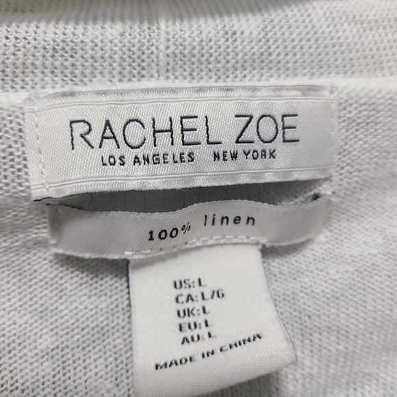 Rachel Zoe White Linen Cardigan Sweater Large - Picture 2 of 5
